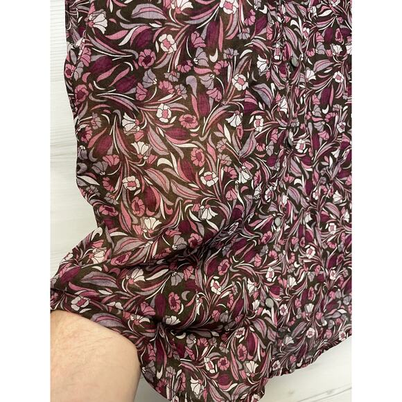 Vintage Banana Republic Shirt Womens Large Floral Sheer Button Up Fall 2007 - Picture 9 of 10